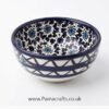 Blue Floral Bowl with Zigzag Border